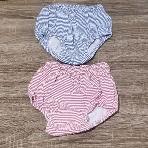 Mint Sweet Little Things Diaper Cover Blue Pink Stripe Cotton Baby Bloomers